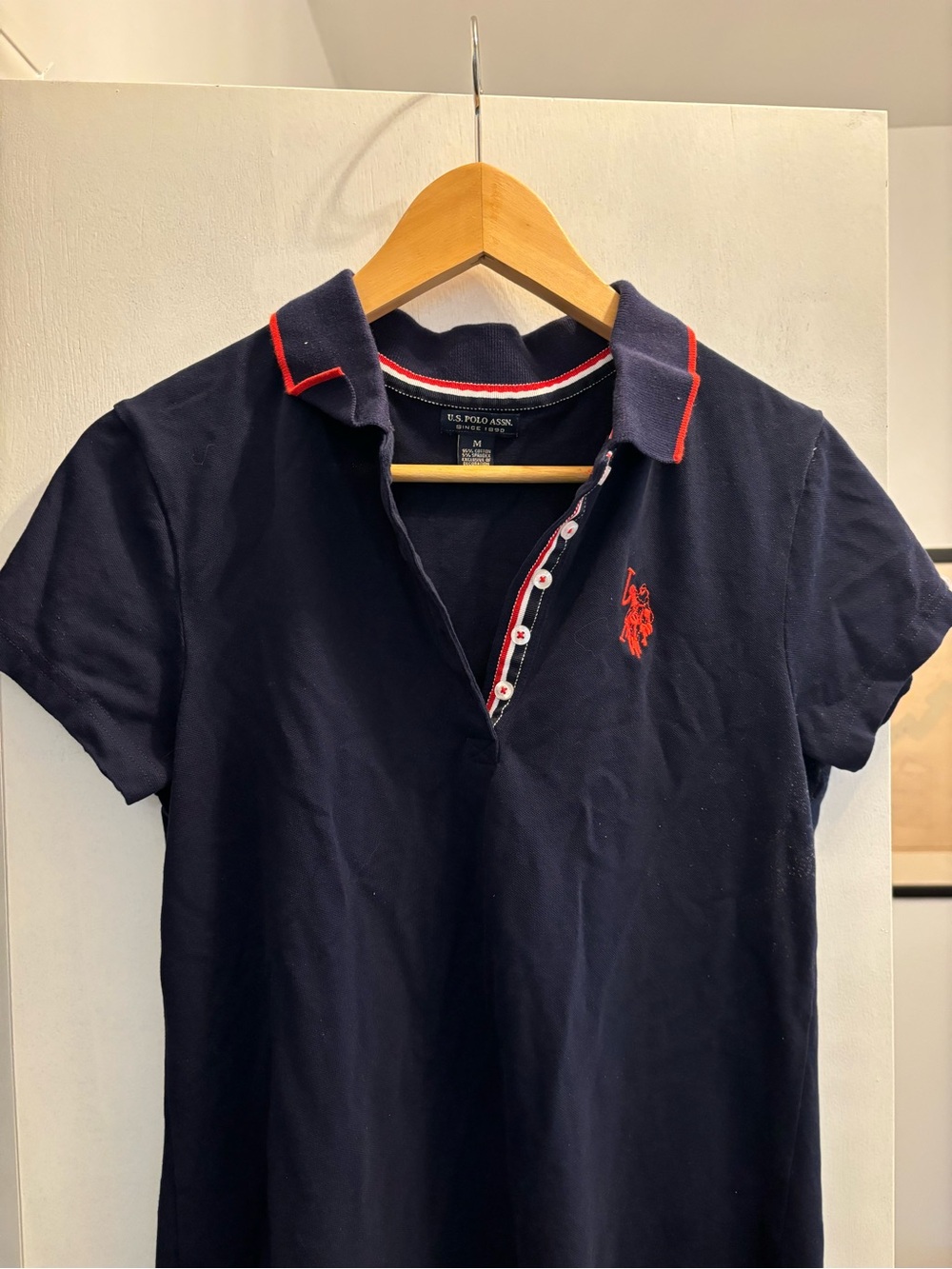 U.S. Polo Assn. Navy Polo Dress with Red Trim and Logo